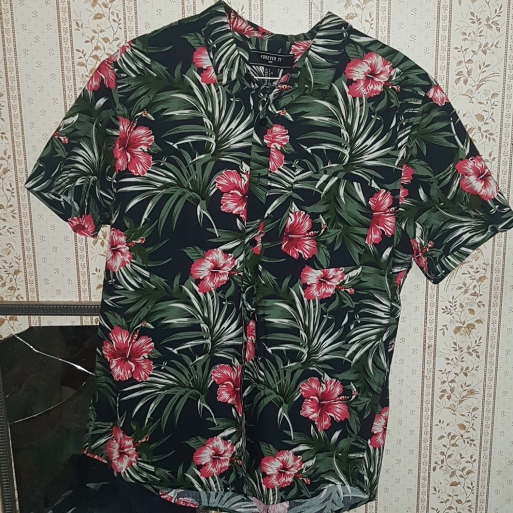 Floral button up shirt sleeve shirt